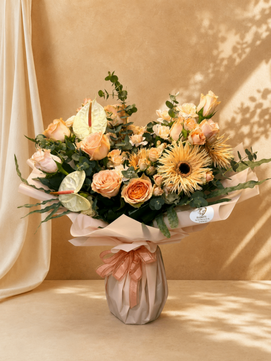 Solaris Champagne – Buchet Luxury în tonuri calde