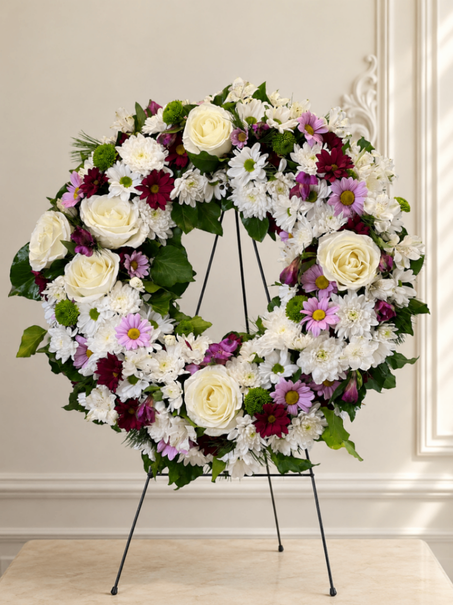 Lavande Clair – Coroană funerară alb-mov - imagine 2