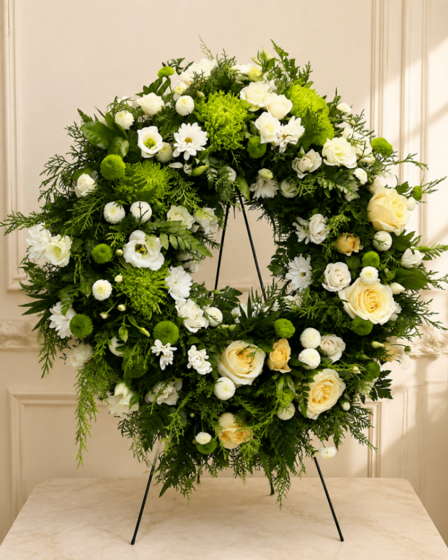Verde Calm – Coroană funerară alb-verde - imagine 2