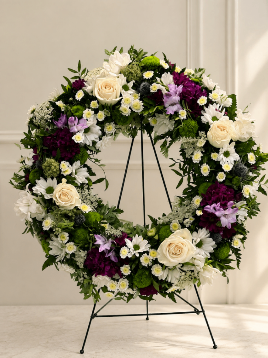 Omagiu Contrast – Coroană funerară alb-mov - imagine 2