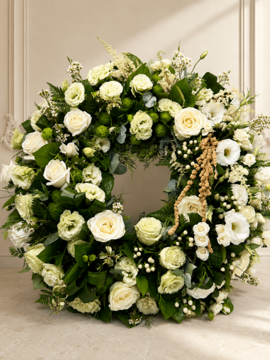 Cerc de Lumină – Coroană funerară alb-verde - imagine 2