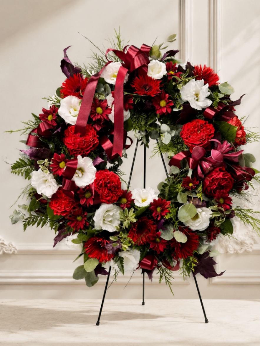 Carmesin – Coroană funerară roșu-alb - imagine 2