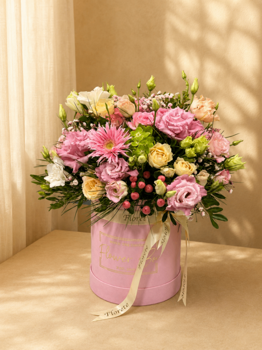 Rose Mélange – Aranjament cu trandafiri în cutie
