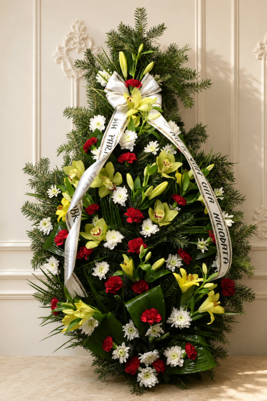 Omagiu Regal – Coroană funerară cu crini - imagine 2