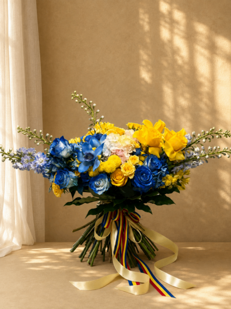 Tricolor Gala – Buchet Luxury albastru-galben