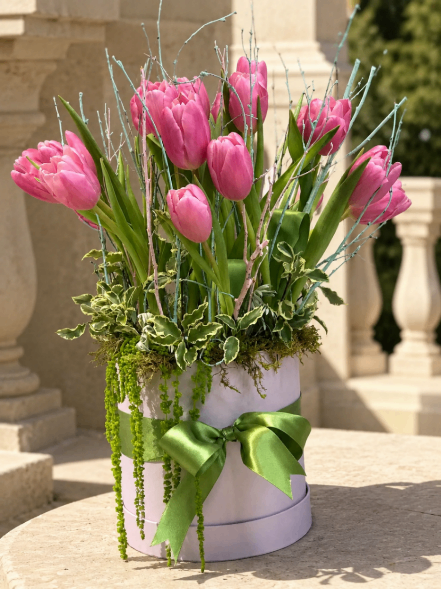 Tulipe Rosée – Aranjament cu lalele în cutie - imagine 2