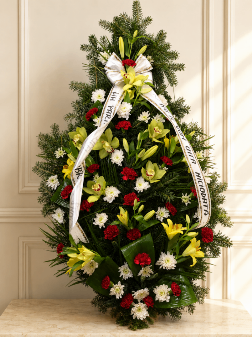 Omagiu Regal – Coroană funerară cu crini