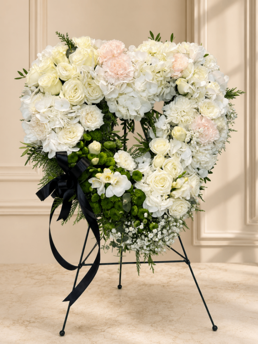 Ivoire Inimă – Coroană funerară alb-crem - imagine 2