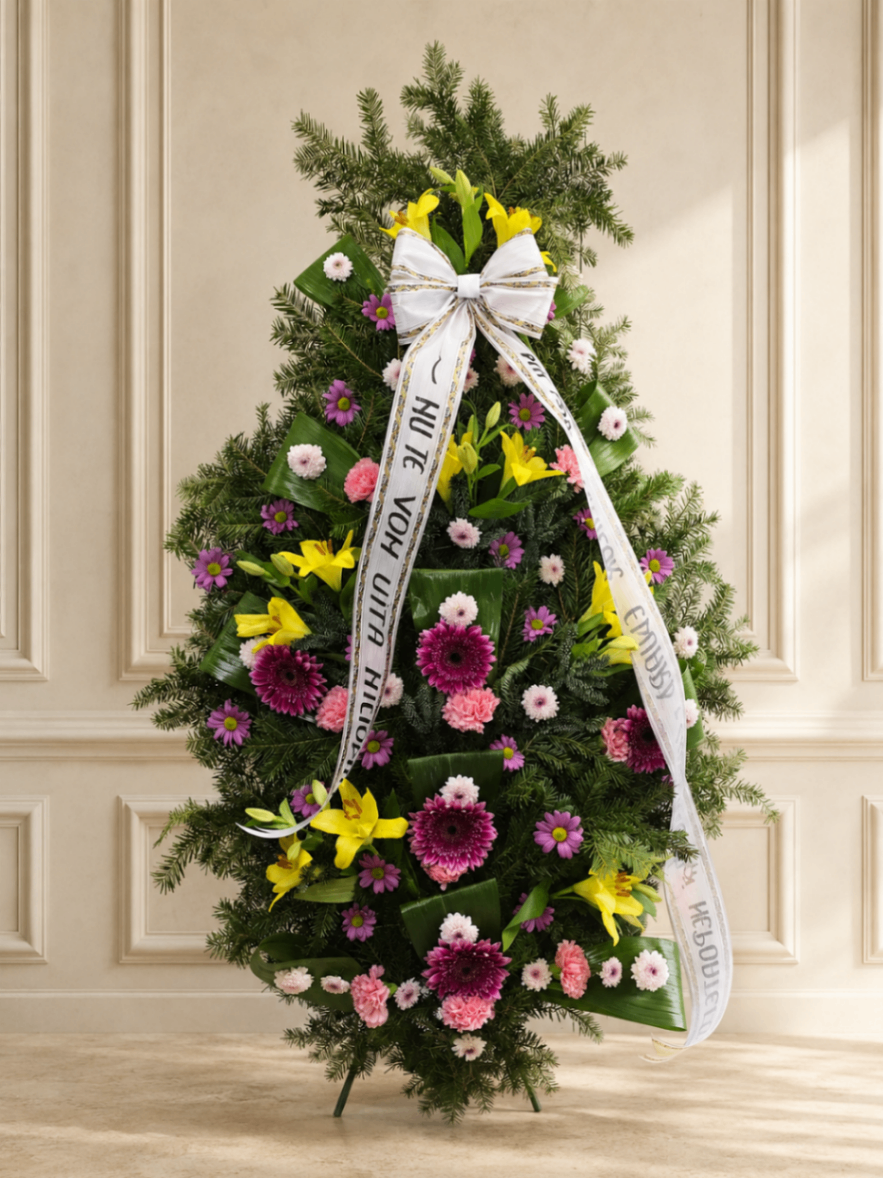Omagiu Vertical – Aranjament funerar multicolor - imagine 2