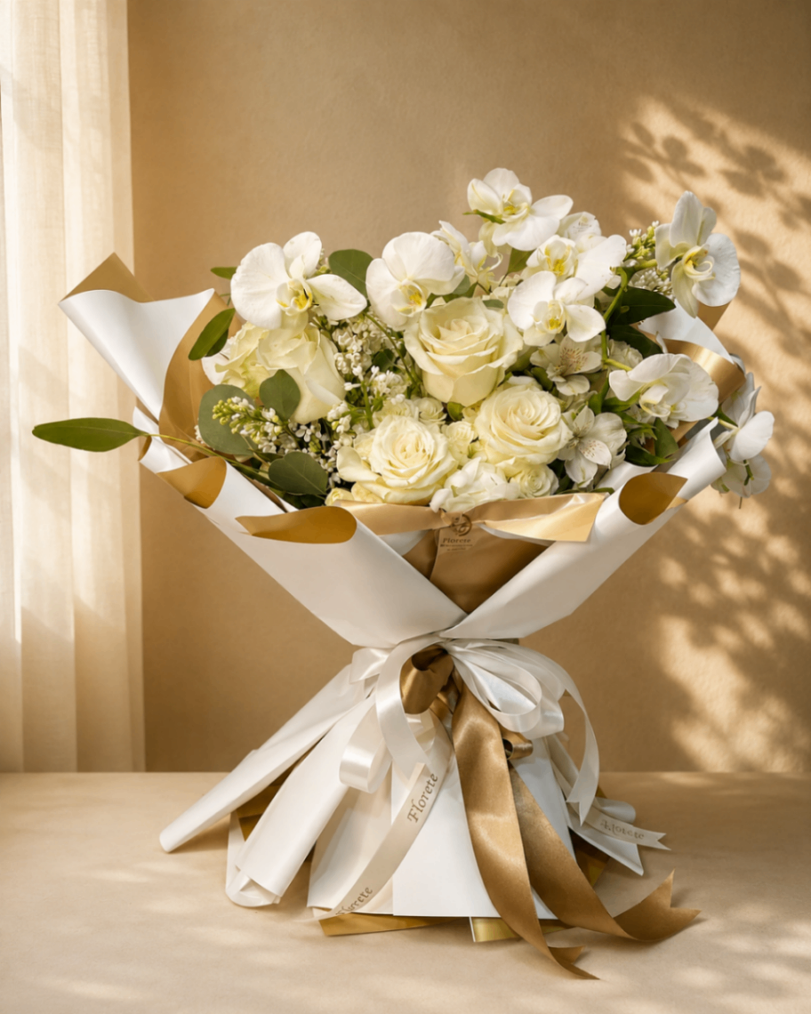 Bianca Aurea – Buchet Luxury cu orhidee
