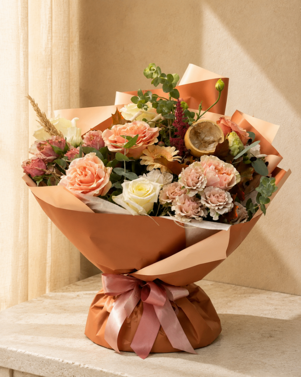Terra Pêche – Buchet de sezon cu trandafiri
