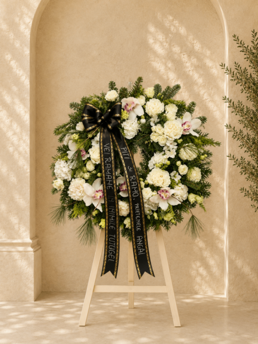 Veșnic Alb – Coroană funerară albă