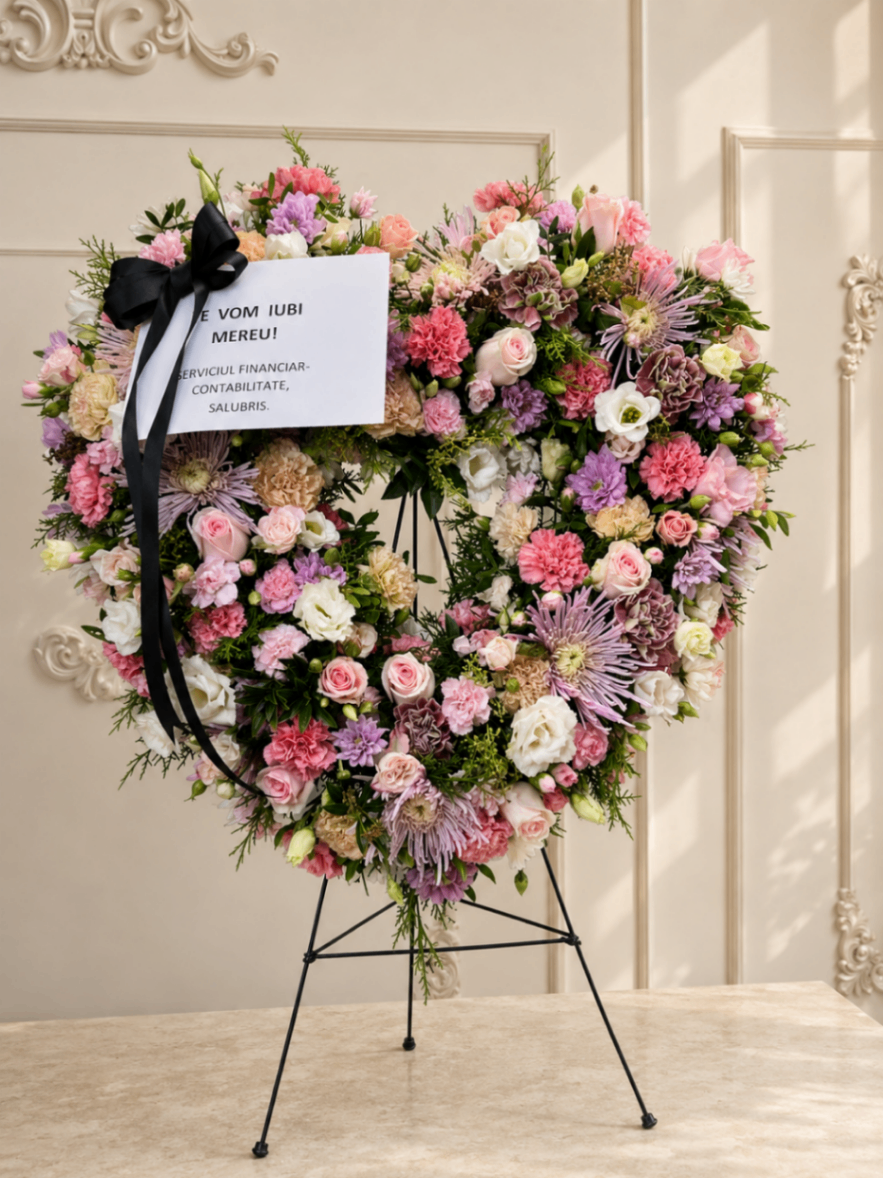 Reculegere Pastel – Coroană funerară cu mesaj