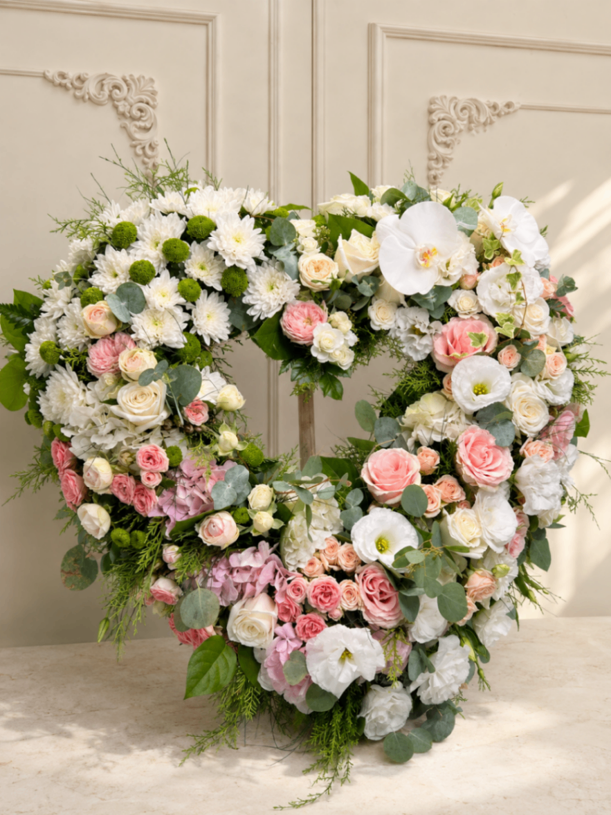Inimă de Ivoire – Coroană funerară alb-roz - imagine 2